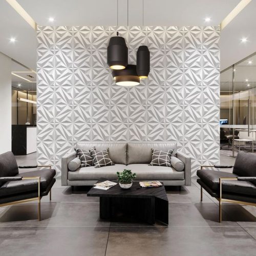 Flower Textured 3D PVC Wall Panels White