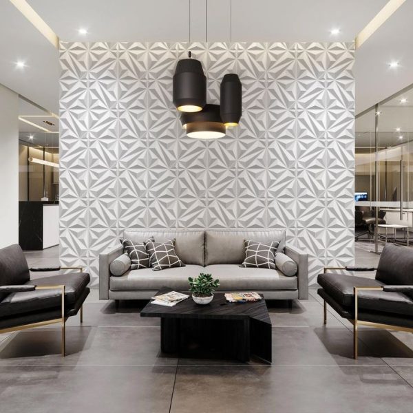 Flower Textured 3D PVC Wall Panels White